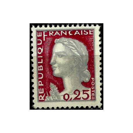 (968) Francia. 1960. 25 Centimes. Marianne (Nuevo, con marcas de fijasellos)