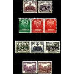 (604 a 613) 1931. Serie Completa. III Congreso  U.P.  Panamerica (Nuevo, con marcas de fijasellos)