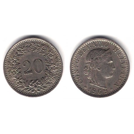 (29a) Suiza. 1969(B). 20 Rappen (MBC)