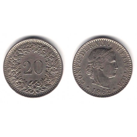 (29a) Suiza. 1962(B). 20 Rappen (MBC+)