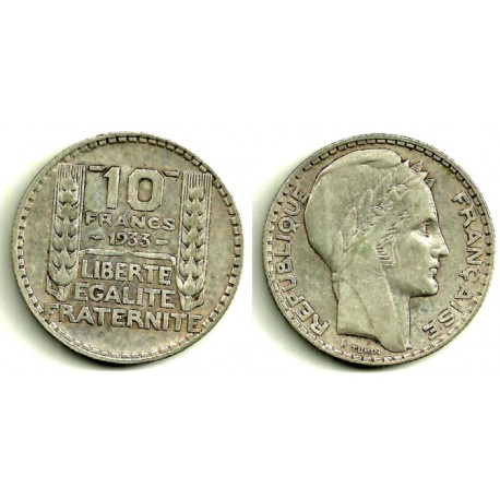 (878) Francia. 1933. 10 Francs (MBC) (Plata)