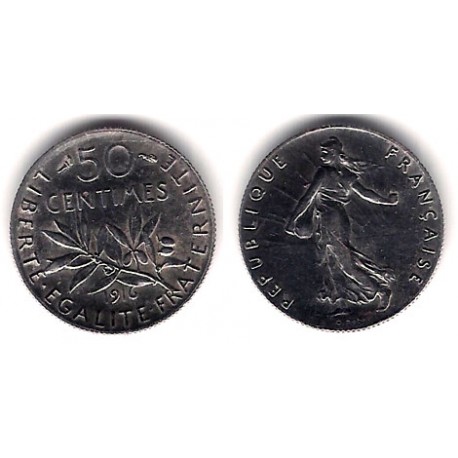 (854) Francia. 1916. 50 Centimes (EBC+) (Plata)