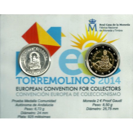 España. 2014. Coincard 2 Euro + Medalla Andalucia (SC) European Convention For Collectors