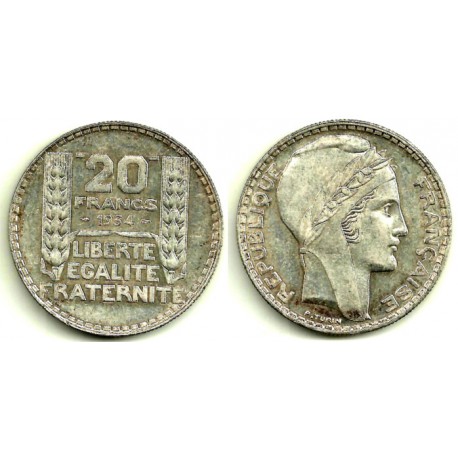 (879) Francia. 1934. 20 Francs (EBC) (Plata)