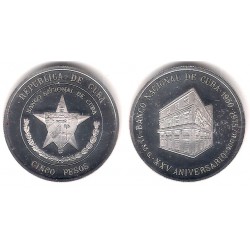 (36) Cuba. 1975. 5 Pesos (Proof) (Plata)