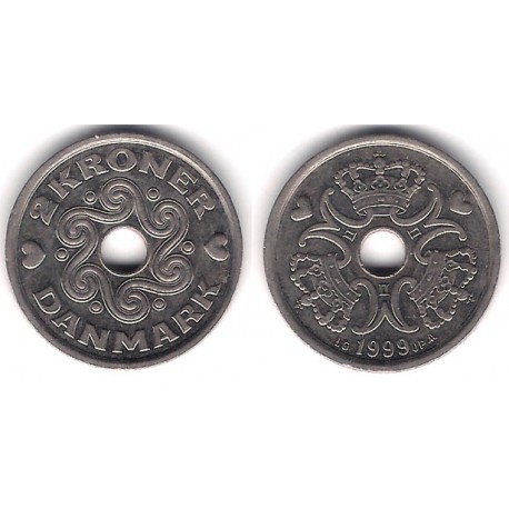 (874.1) Dinamarca. 1999. 2 Kroner (MBC+)