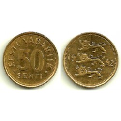 (24) Estonia. 1992. 50 Senti (MBC)