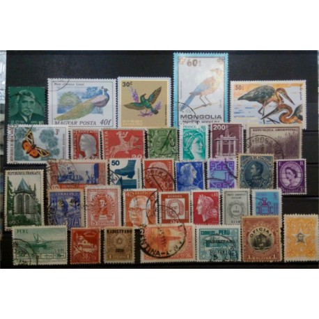 Lote de sellos de varios paises (34 uds)