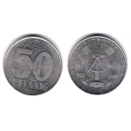 (12.2) Alemania Democrática. 1971(A). 50 Pfennig (EBC-)