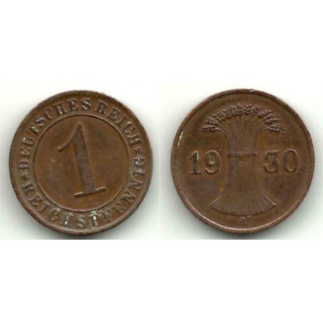 (37) Imperio Alemán (Weimar). 1930(A). 1 Pfennig (MBC)