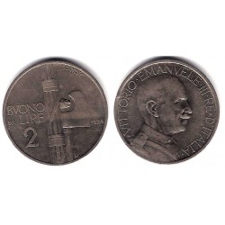(63) Italia. 1924(R). 2 Lira (MBC)