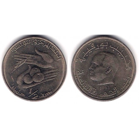 (303) República Tunecina. 1983. ½ Dinar (EBC)