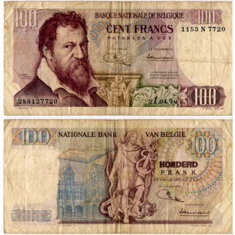 (134b) Bélgica. 1970. 100 Francs (BC)