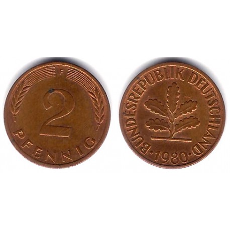 (106a) Alemania. 1980(F). 2 Pfennig (BC+)