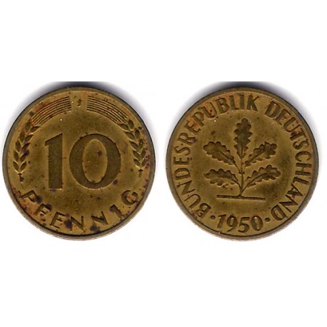 (108) Alemania. 1950(J). 10 Pfennig (MBC)