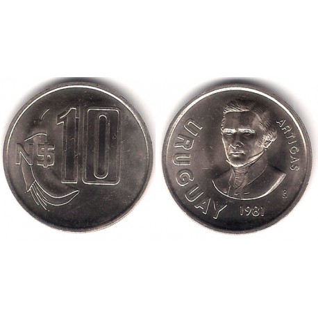 (29) Uruguay. 1981. 10 Nuevos Pesos (EBC)
