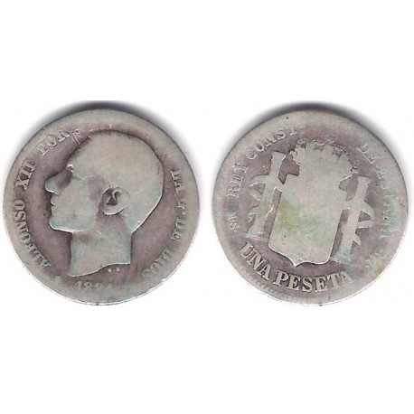 Alfonso XII. 1884*(----). 1 Peseta (RC) Ceca Madrid MS-M (Plata)