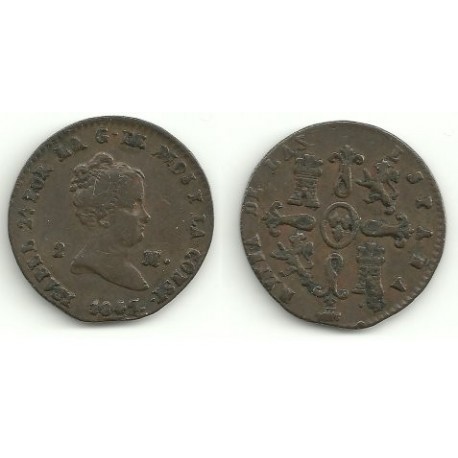 Isabel II. 1847. 2 Maravedi (MBC) Ceca de Segovia