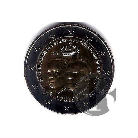 Luxemburgo. 2014. 2 Euro (SC) 50 Aniv. Acceso al Trono Duque Jean