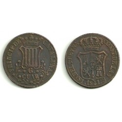 Isabel II. 1841. 6 Cuartos (MBC) Ceca de Cataluña