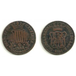 Isabel II. 1838. 6 Cuartos (BC) Ceca de Cataluña