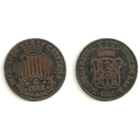 Isabel II. 1838. 6 Cuartos (BC) Ceca de Cataluña