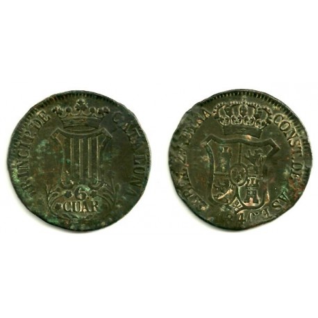 Isabel II. 1840. 6 Cuartos (RC) Ceca de Cataluña