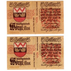 Austria. Tirol. Worgl. 1920. 5 + 5 Heller (EBC+)