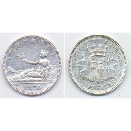 1870(*18-74) 2 Pesetas (MBC)