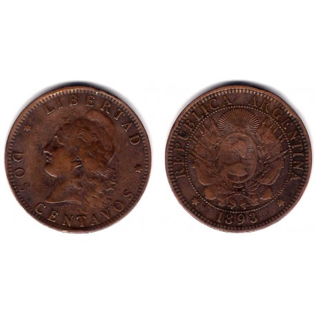 (33) Argentina. 1893. 2 Centavos (MBC-)