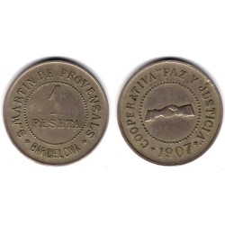 Cooperativa Paz y Justidia. S. M. de Provensals. 1 Peseta (MBC)