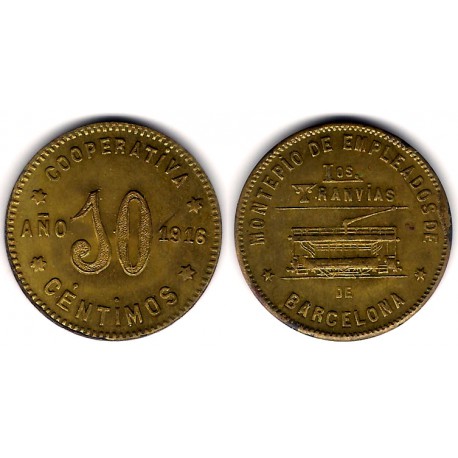 Cooperativa Los Tranvías. 1916. 10 Céntimos (EBC)