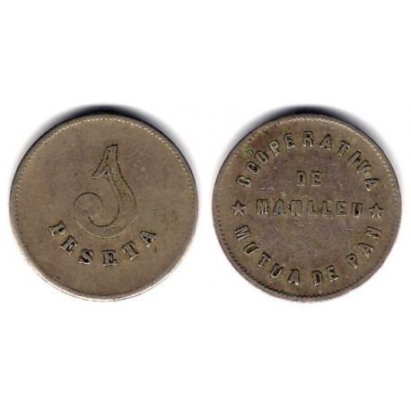 Cooperativa Mutua de Pan. Manlleu. 1 Peseta (MBC)