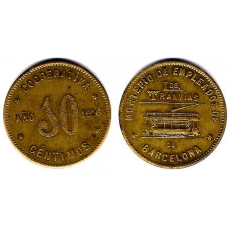 Cooperativa Los Tranvías. 1916. 10 Céntimos (EBC)