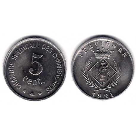 Chambre Syndicale des Commerçants. Perpignan. 1921. 5 Centimes (EBC+)