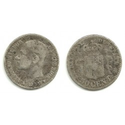Alfonso XII. 1885*(8--). 50 Céntimos (RC) (Plata) Ceca de Madrid MS-M