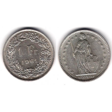(24) Suiza. 1961(B). 1 Franc (SC) (Plata)