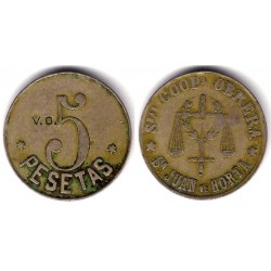 Cooperativa  San Juan de Horta. 1938. 5 Pesetas (MBC)