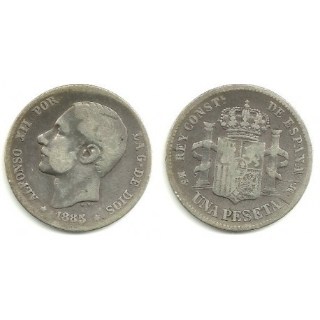 Alfonso XII. 1885*(-----). 1 Peseta (BC) (Plata) Ceca de Madrid MS-M