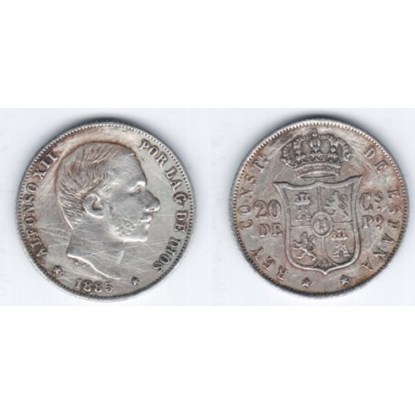 Alfonso XII. 1885. 20 Centavos (MBC) (Plata) Ceca de Manila