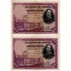 España. 1928. 50 Pesetas (x2) (MBC) Serie D. Pareja