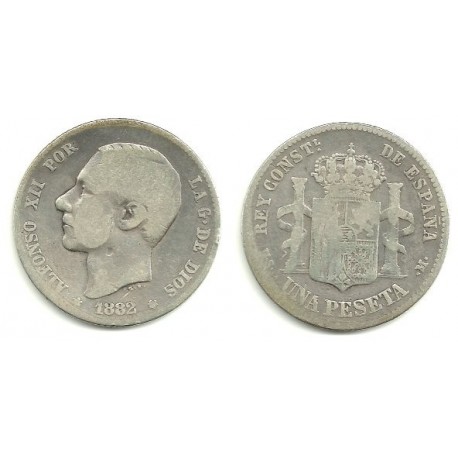 Alfonso XII. 1882*(-----). 1 Peseta (RC) (Plata) Ceca de Madrid MS-M
