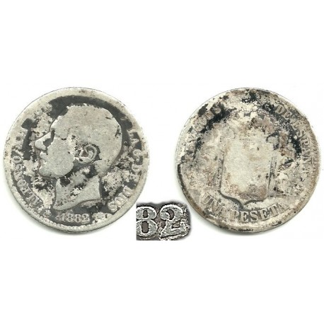 Alfonso XII. 1882*(-----). 1 Peseta (RC) (Plata) Ceca de Madrid MS-M