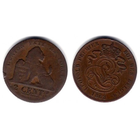 (4.2) Bélgica. 1863. 2 Cents (BC)
