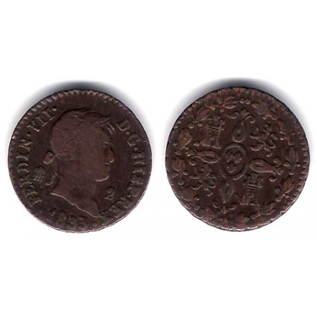 Fernando VII. 1833. 2 Maravedi (BC+) Ceca de Segovia