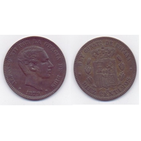 Alfonso XII. 1879. 10 Céntimos (MBC) Ceca de Barcelona OM