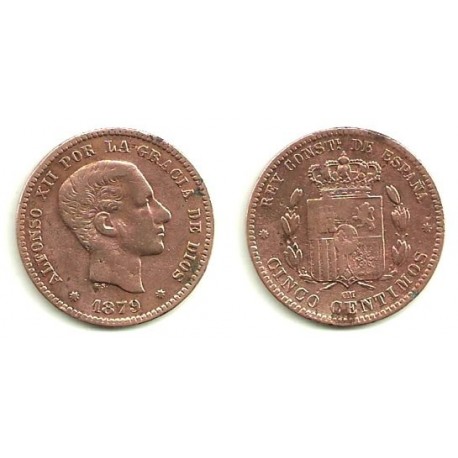 Alfonso XII. 1879. 5 Céntimos (BC) Ceca de Barcelona OM