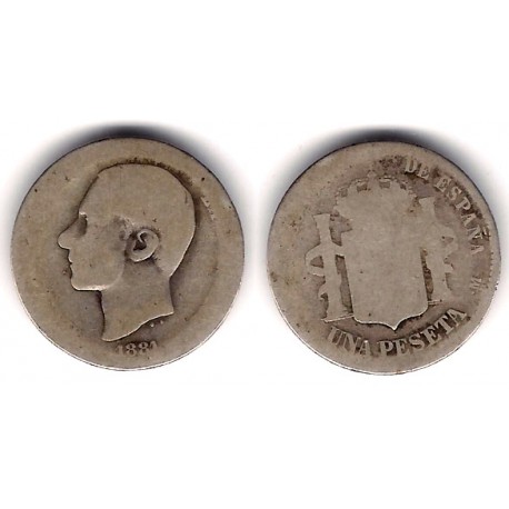 Alfonso XII. 1881*(-----). 1 Peseta (RC-) (Plata) Ceca de Madrid MS-M