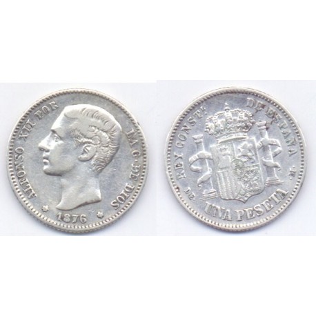 Alfonso XII. 1876*(18-76). 1 Peseta (MBC) (Plata) Madrid DE-M