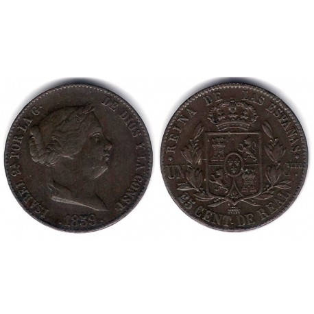 Isabel II. 1859. 25 Céntimos de Real (MBC+) Ceca de Segovia
